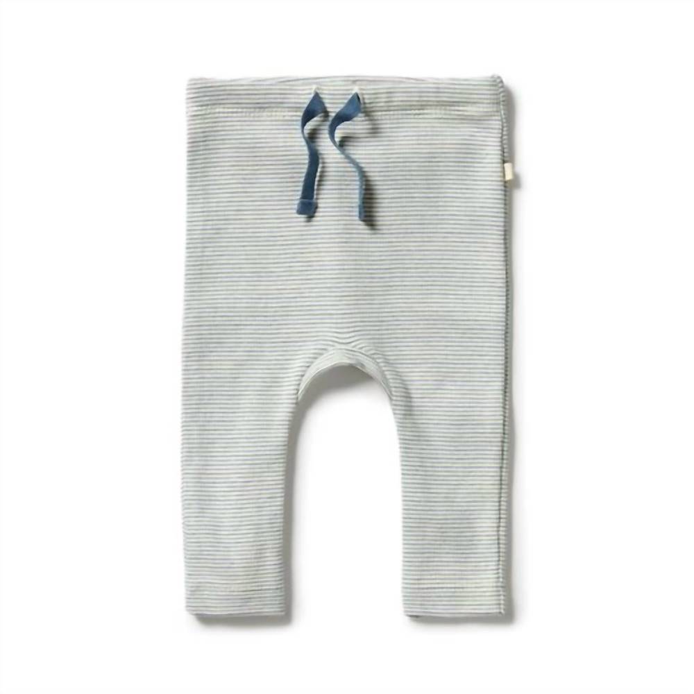 NEW WILSON + FRENCHY kid's organic stripe leggings in bluestone